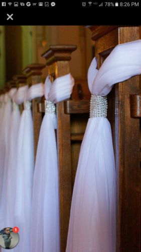 wedding pew hangers with bling . 10ew hangers.  tulle wedding hangers.