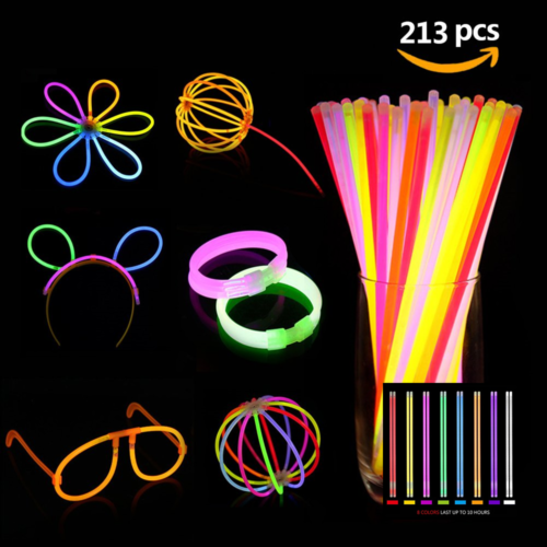 Glow Sticks Bulk 100Pcs Mix 8 Colors Set W Connectors Of Hair Band Glasses Frame