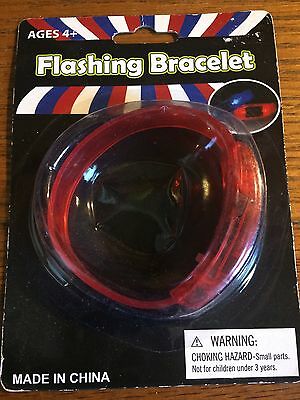 Flashing LED Light Up Bangle Bracelets - 3 Modes: Flash, Strobe, Steady Red