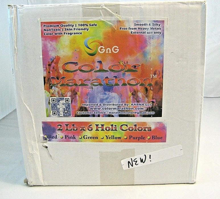 GnG Color Marathon Holi Rangoli Dhuleti 2 lb. x 6 Colors Powder Gulaal Gulal