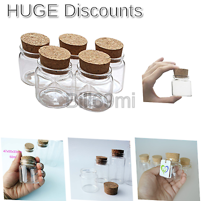 5pcs of 50 ml small glass vials with cork tops tiny bottles Little empty jars...