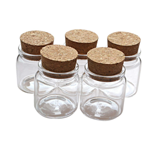 5pcs of 50 ml small glass vials with cork tops tiny bottles Little empty jars