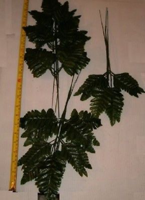 36 SILK LEATHER FERN LEAF STEMS FOR MAKING CEMETERY  FLOWERS, FREE SHIPPING