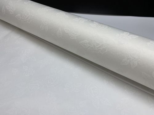 White Wedding Aisle Runner with Rose Pattern - ~80ft long x 3ft wide