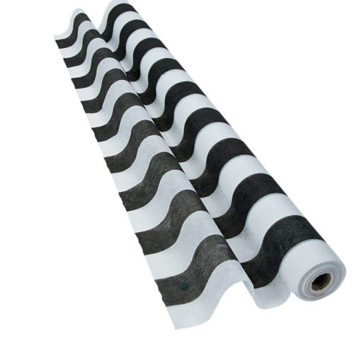 Striped Black & White Gossamer Roll 100 FT X 3 FT Wedding Aisle Decoration Table