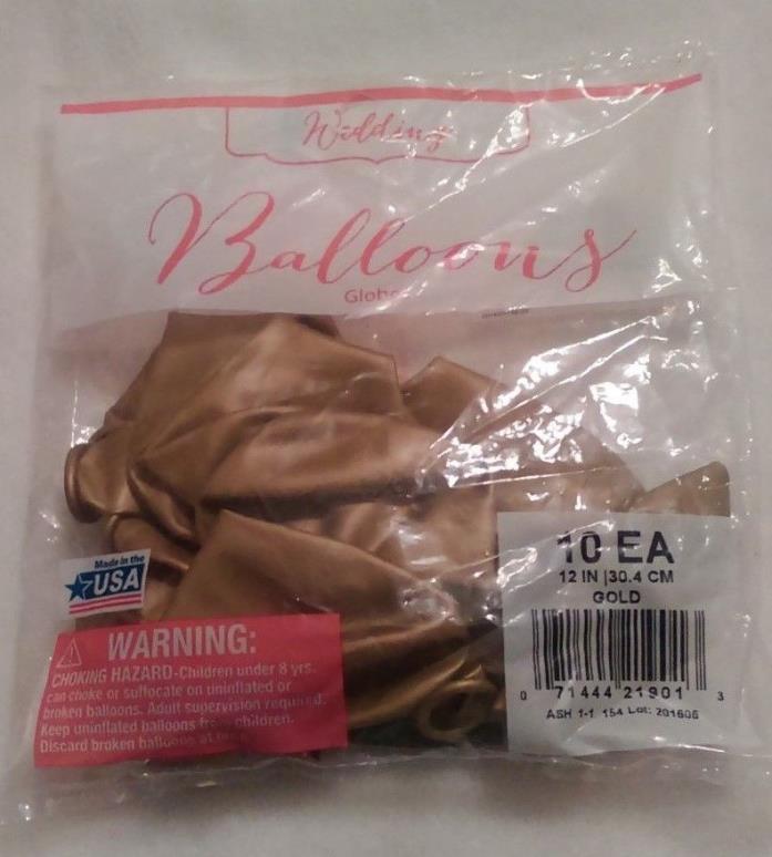 Wedding Balloons-Gold-10 Count-12 Inches-Use A Device With These Balloons