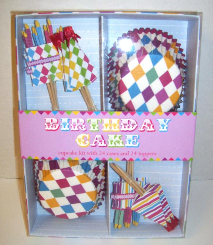 Meri Go Round Cupcake Kit Birthday Cake 24 Paper Cups + 24 Topper Picks
