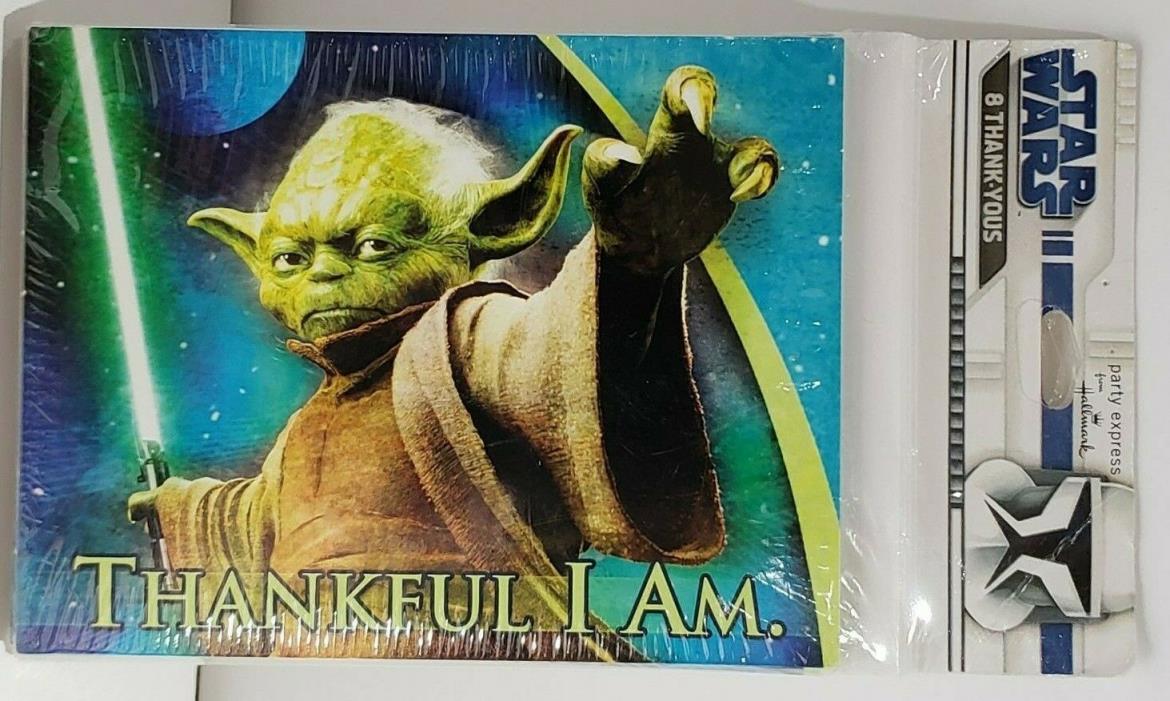 Hallmark Star Wars Party Thank You Cards Yoda Set of 8 Disney 2009 Lucasfilm