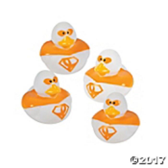 Set of 12 Childhood Cancer Awareness Rubber Ducks Decoration White & Yellow