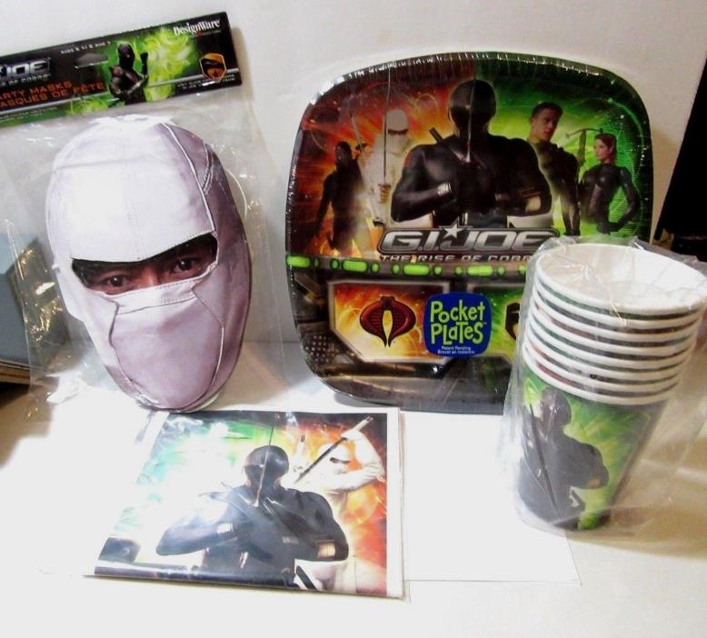 GI JOE PARTY SUPPLIES SEALED MASK PLATES NAPKINS TREAT BAGS CUPS NIP 2006 LOT