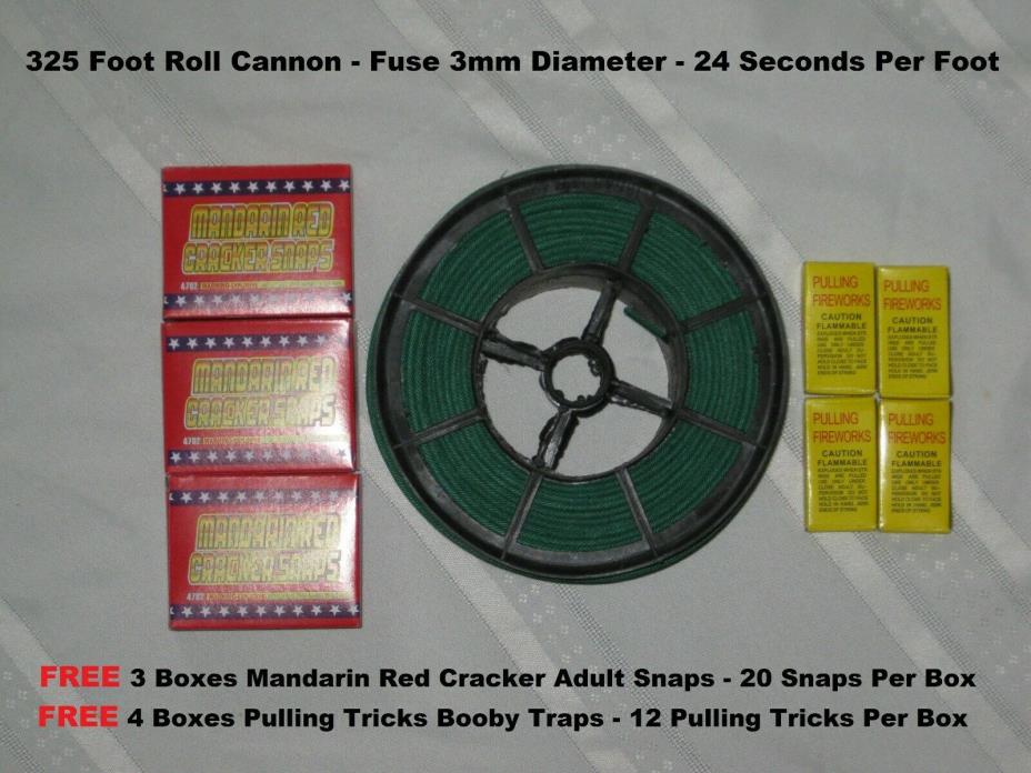 Cannon Fuse  325ft Roll 3MM + FREE Mandarin Adult Snaps + FREE Pulling Tricks