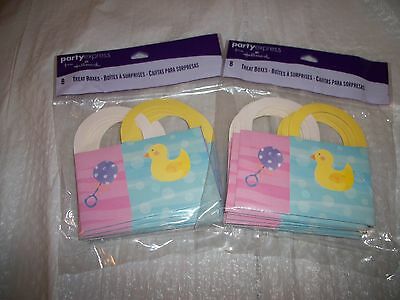Hallmark NEW Duck / Bear / Rattle Baby Shower Treat Boxes 2 Sets 16 total / CUTE