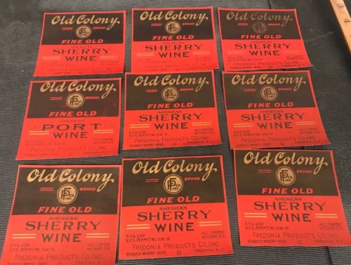 Old Colony Sherry Fine Old Wine Label Bonded Credo is Product Lot Of 10