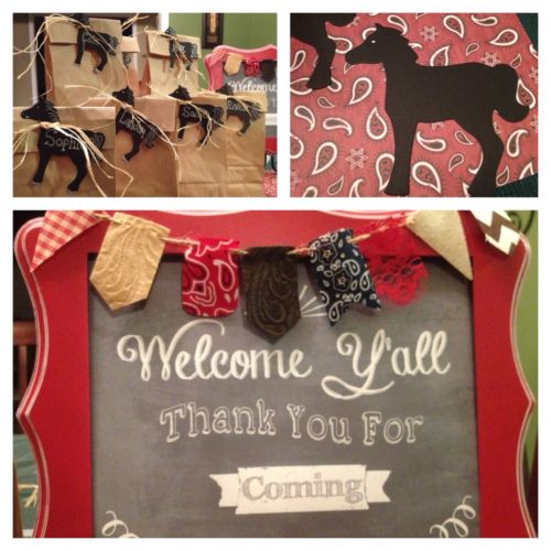 12 Chalkboard Horse Western Birthday party favor tags labels customized W/ties