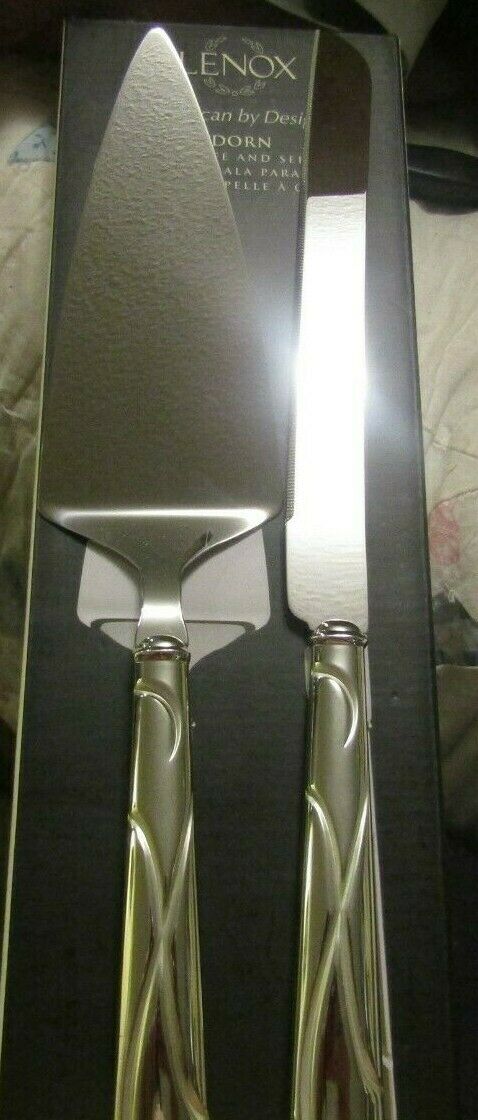NEW! Lenox American By Design Bridal Adorn Cake Knife and Server Stainless Steel