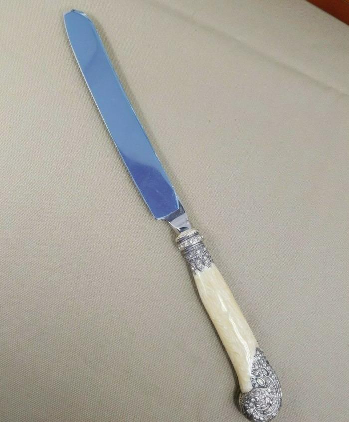 Edgar Berebi OPHELIA Cake Knife Pearl With Swarovski Crystal Silver Plate 12.75'