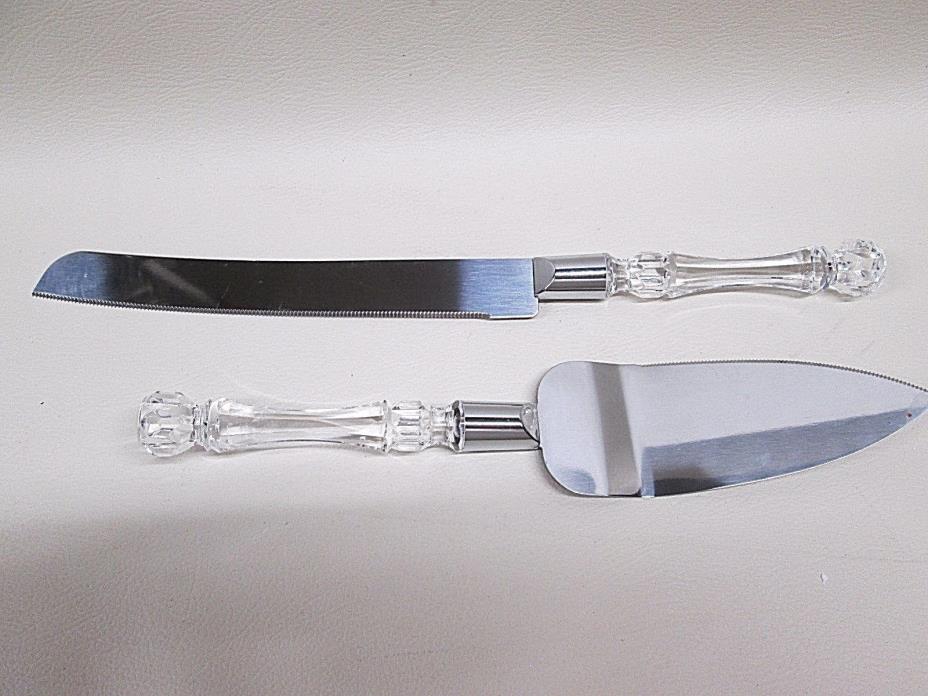 Cake Pie Server Spatula & Knife Set Clear plastic handle*