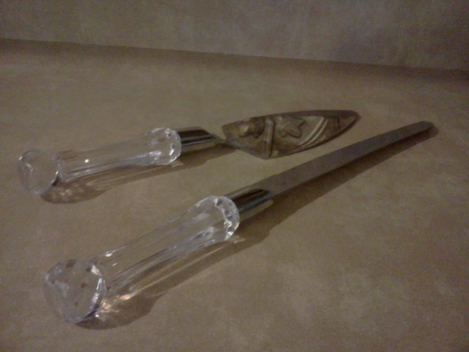 Wilton Cake Knife and Server Crystal-look handles Stainless Steel Engraveable