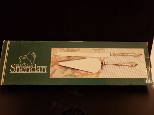 Sheridan Silverplated Cake and Knife Set NIB