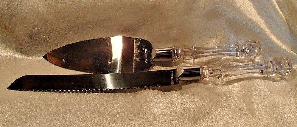 Stainless Steel and Acrylic Wedding Cake Server and Knife Set