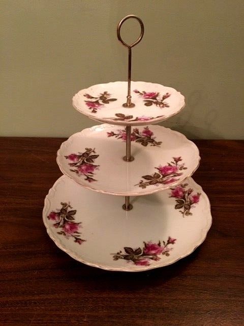 Porcelain 3 tier cookie tray shabby chic/victorian/romantic