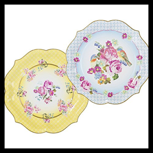 Tea Party Vintage Floral Paper Plates LARGE Truly Scru Multicolor Serving
