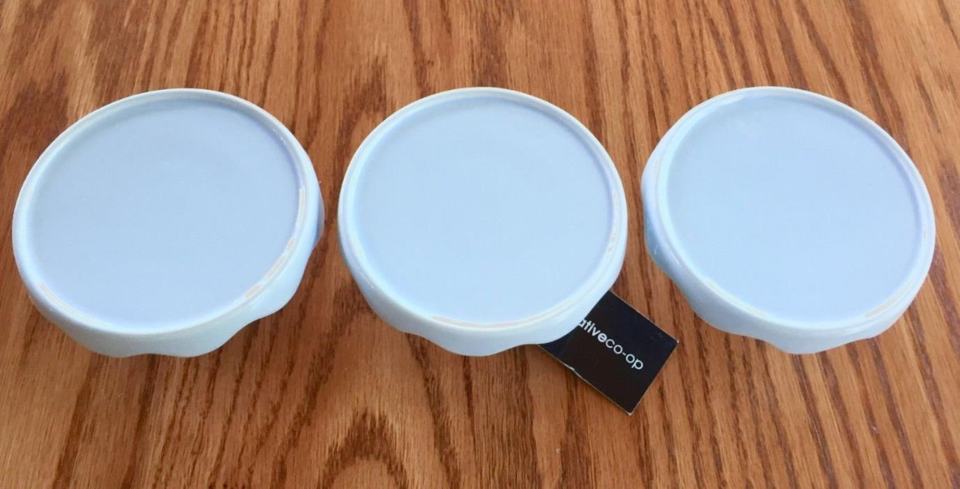 3 Blue Stoneware Individual Cupcake Stands, Plates ,Displays Creative Co-Op