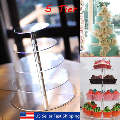 5 Tier Acrylic Cupcake Cake Stand Party Wedding Birthday Tower Display Holder