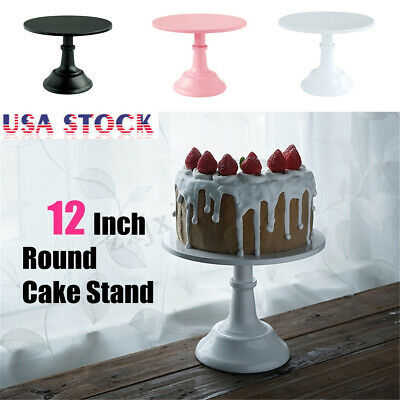 New 12'' Iron Round Cake Stand Pedestal White Dessert Holder Wedding Party Decor