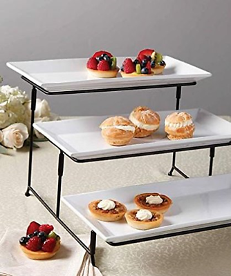3 Tier Rectangular Serving Platter, Three Tiered Cake Tray Stand, Food Server