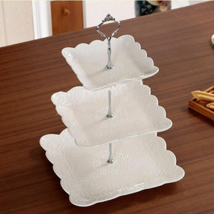 3 Tier Hardware Crown Cake Plate Stand Handle Fitting Holder Wedding Party Decor