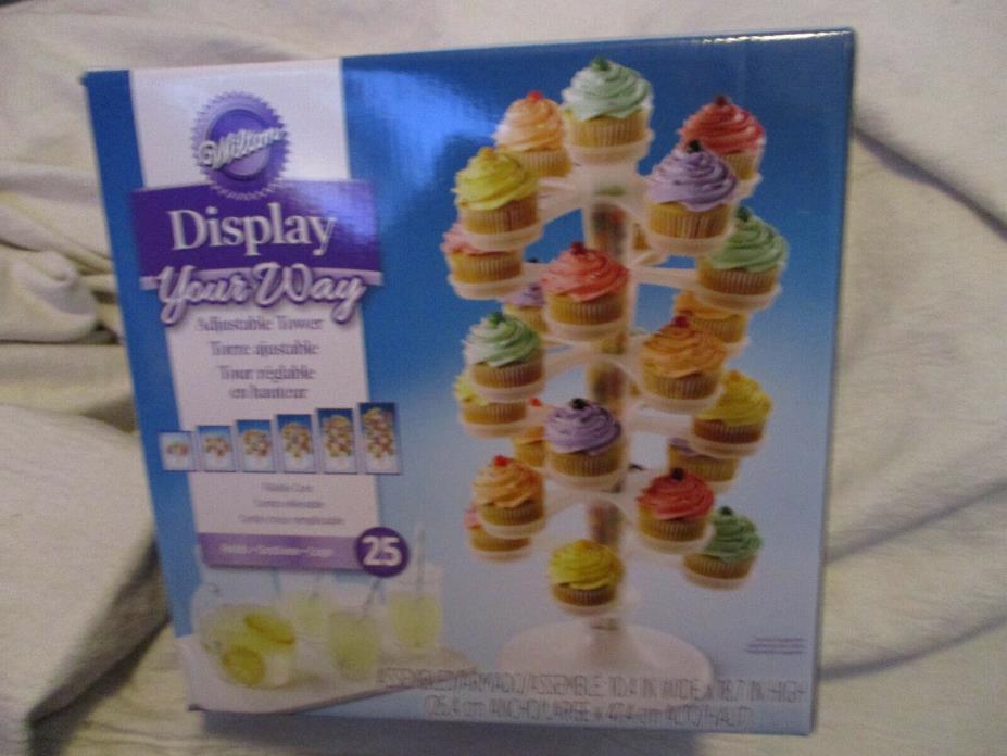 Wilton Adjustable Cupcake Tower Stand 25 Cupcake Centerpiece Fillable Candy