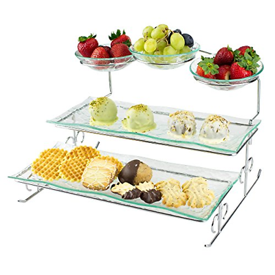 3 Tier Server Stand with Trays & Bowls - Tiered Serving Platter - Perfect for &