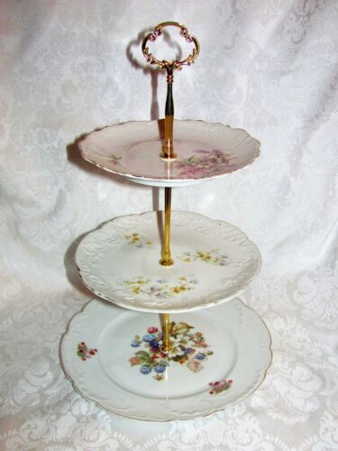 Custom Three Tier Cake Stand Made With Antique Plates