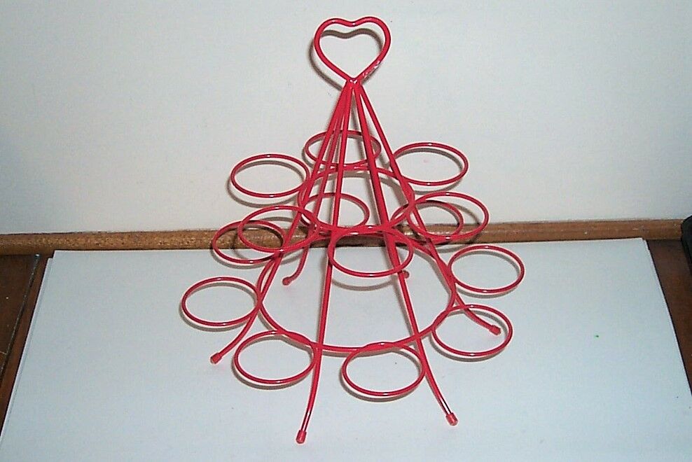 CUPCAKE DESSERT HOLDER STAND - RED W/HEART AT TOP -, WEDDING ++ANNIVERSARY