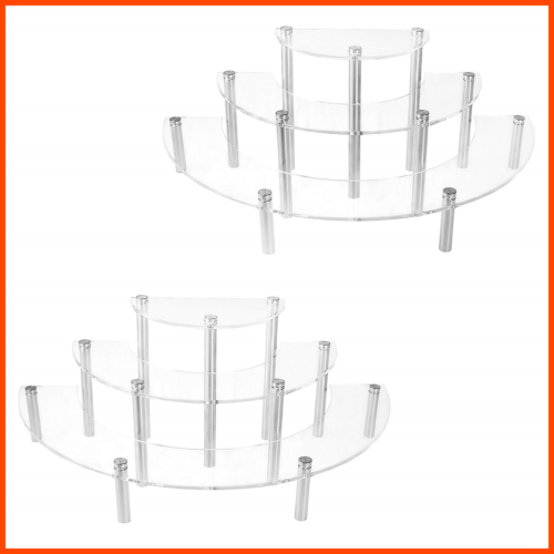3 Tier Clear Acrylic Semicircle Round Cupcake Dessert Display Stand Set Of 2