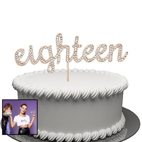 Eighteen Cake Topper For 18 Years Birthday Or 18TH Wedding Anni Gold