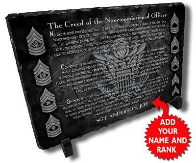NCO Army Creed Personalized Decorative Stone Plaque