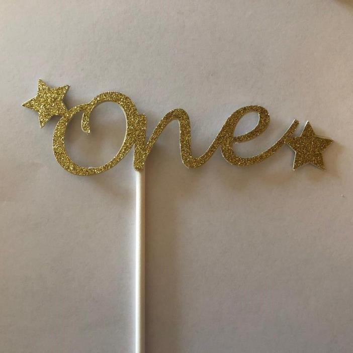 custom cake topper One with stars in gold glitter, other colors available