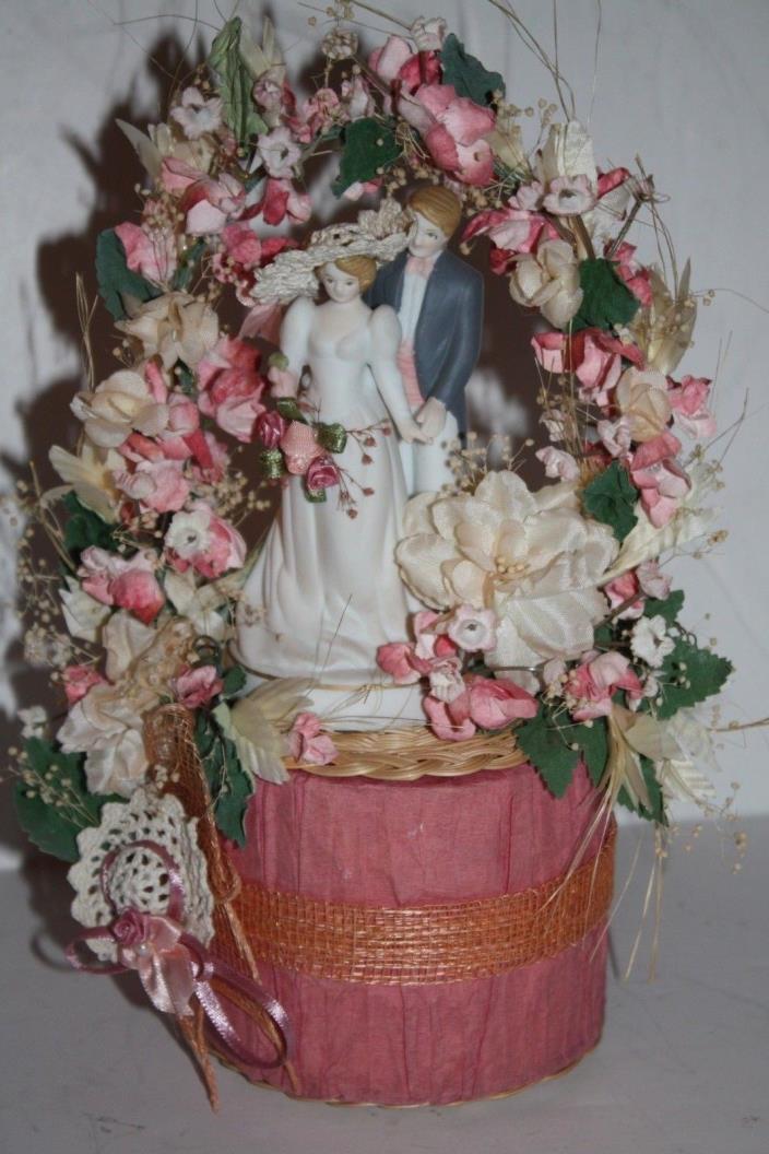 Vintage Wedding Cake Topper/Decoration Pink and White Flowers