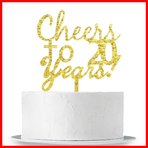 Cheers To 20 Years Cake Topper 20Th Birthday Anniversary Bunting Party Decoratio