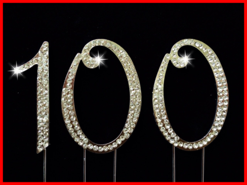100Th Birthday/Wedding Anniversary Number Cake Topper W Sparkling Rhinestone Cry