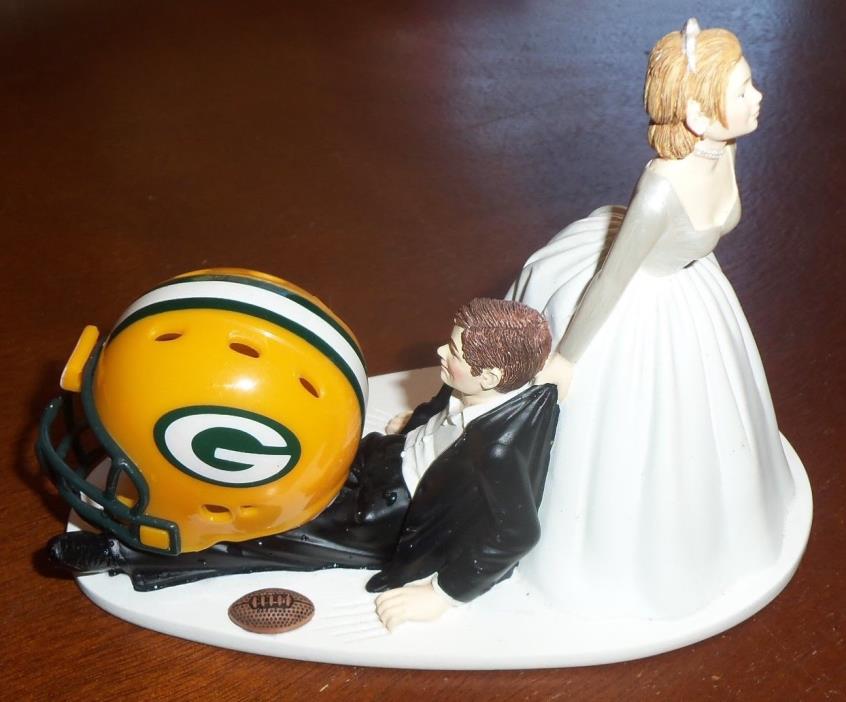 Green Bay Packers Wedding Cake Topper Bride Dragging Groom NFL Funny Football