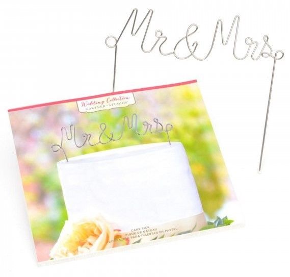 NEW GARTNER STUDIOS WEDDING COLLECTION MR & MRS CAKE PICK TOPPER SILVER