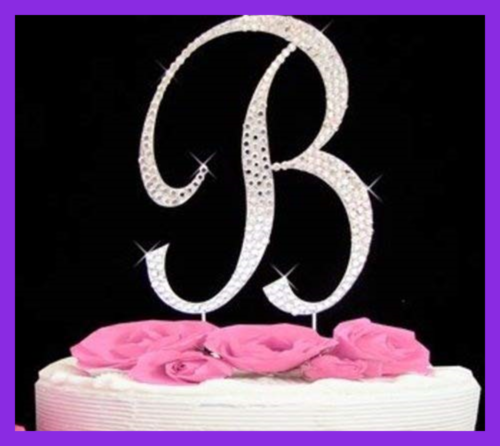 Rhinestone Cake Topper Letter B By SILVER 4.75