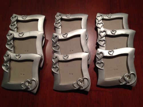 Place Cards Silver With hearts card holder photo frame wedding favors set of 9