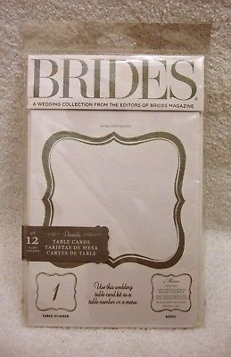 12 Printable Wedding Table Cards/Menus, Brides Magazine, #77210, White & Silver