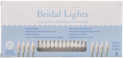 Victoria Lynn Bridal Lights 50 Count 17.5' Clear Bulbs W/White Wi 652695369742