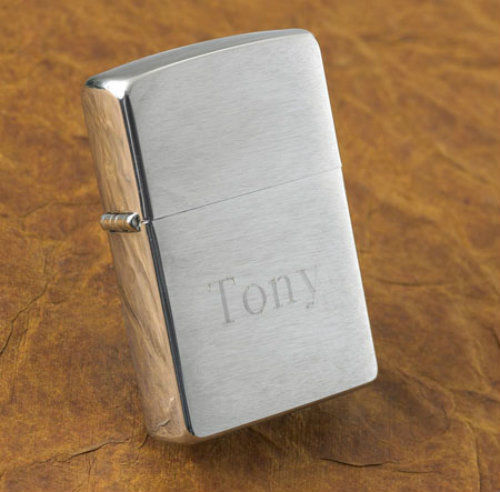 Brushed Chrome Zippo Lighter Personalized