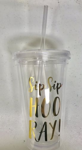 Sip Sip Hooray Tumbler 16fl Oz. Perfect For Wedding Party, New Years Party, Etc
